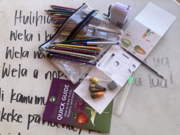 Art supplies and sketches