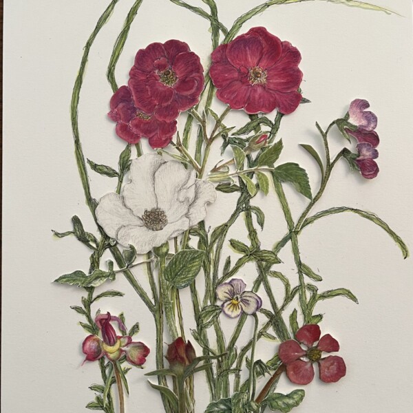 Roses and friends with grass, not glued 