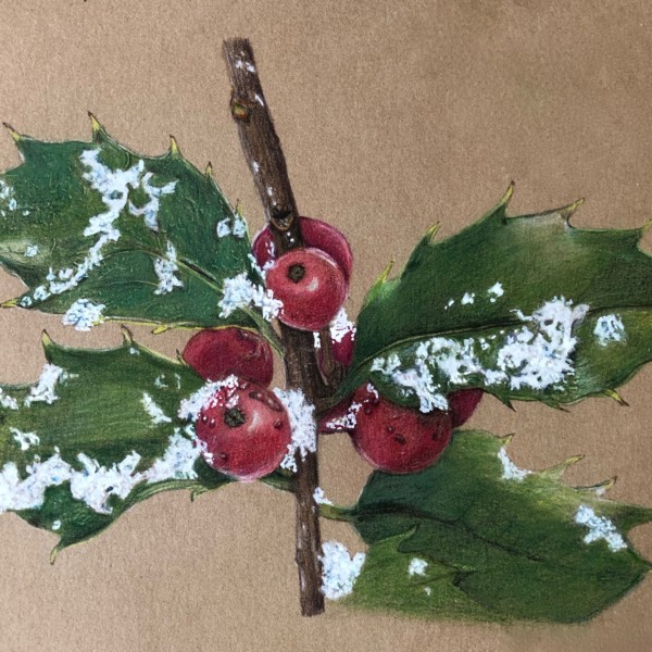 Holly on craft paper
