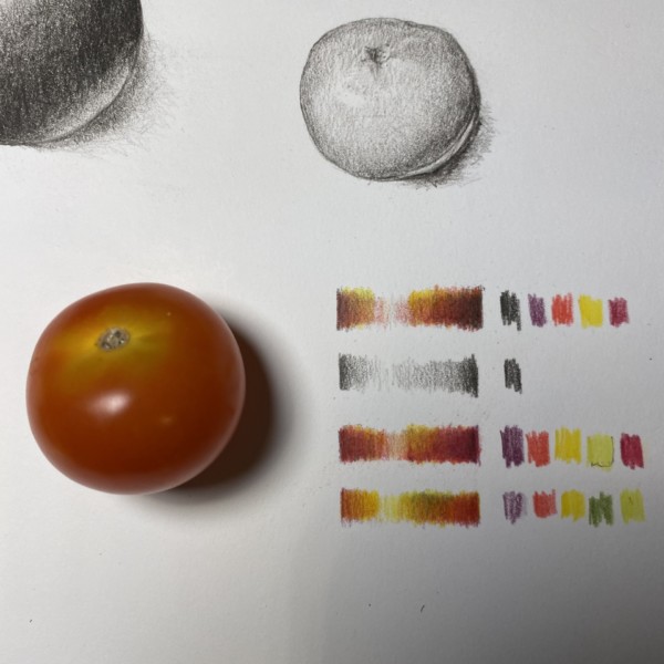 Sphere become a tomato with color toning tests, stage 1