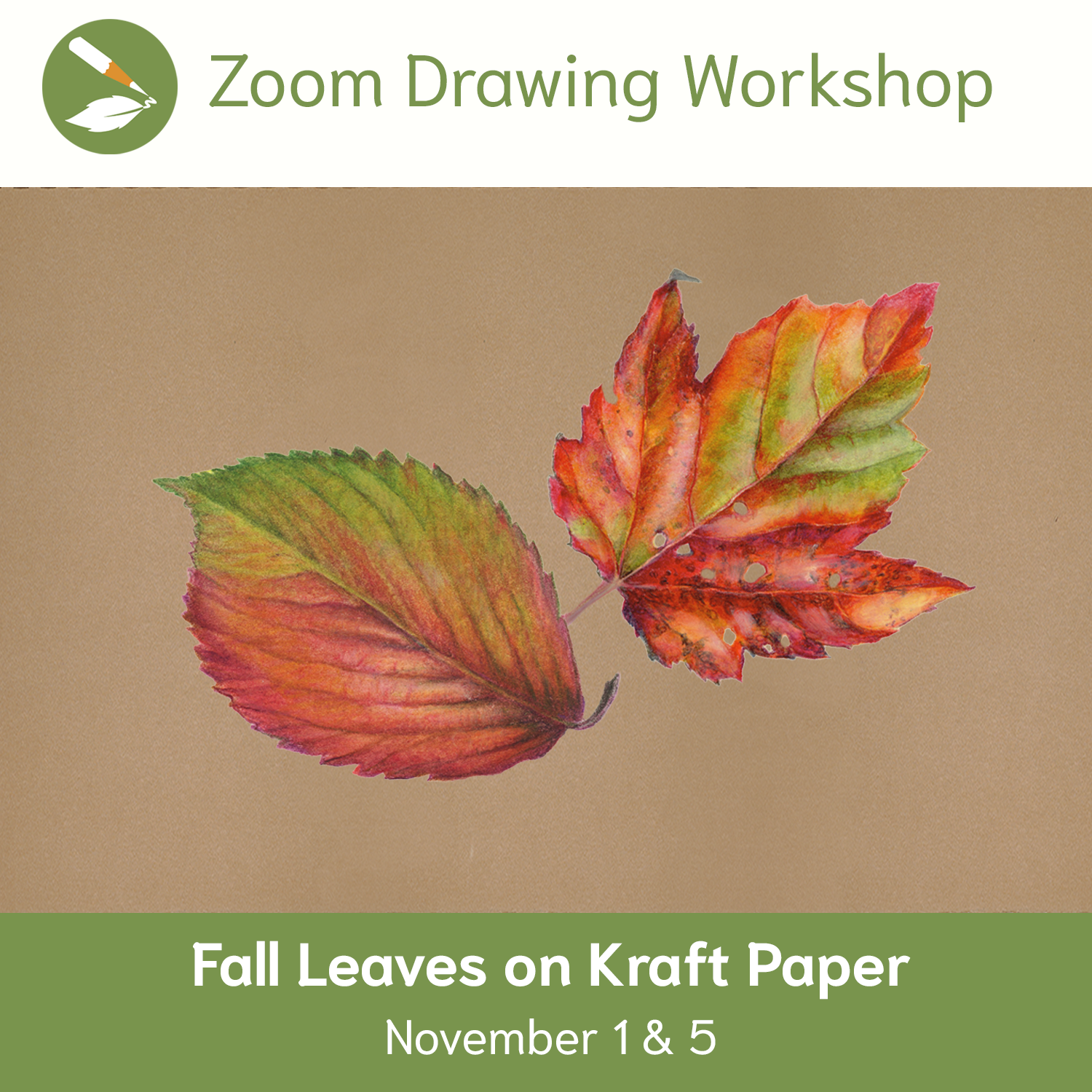 Zoom Workshop 144: Fall Leaves on Kraft Paper